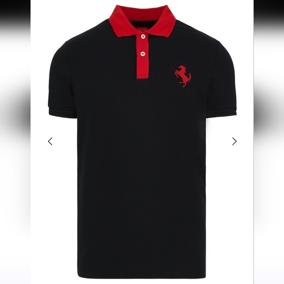 Ferrari Men's Organic Cotton Prancing Horse Polo Black & Red Size Medium NWT - Picture 16 of 17